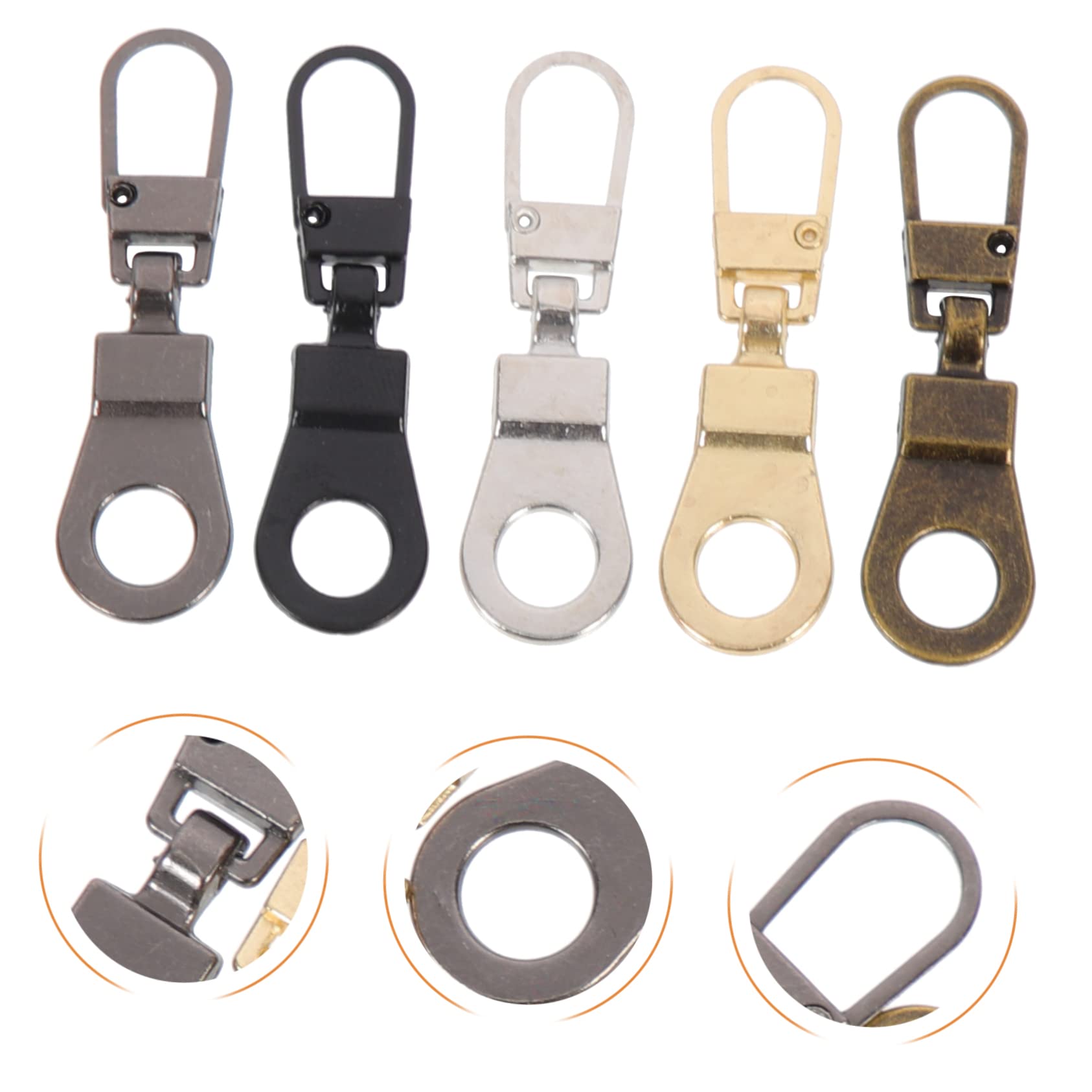 Veemoon 5sets Leather Zipper Pull Replacement Luggage Zipper Pulls DIY Repair Kit for 10pcs*5