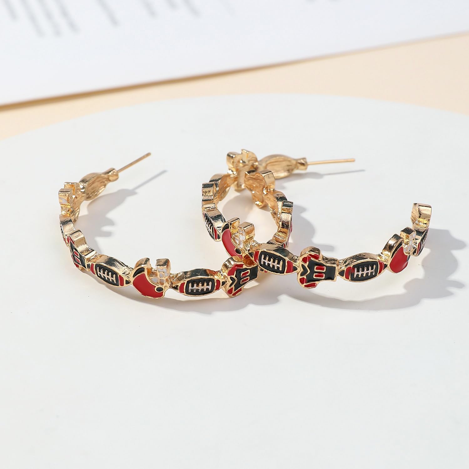 Game Day Earrings for Women (Heavy Earrings) Football Earrings for Mom Fashion Football Mom Sports Jewelry Game Day Outfit Accessories - Image 2