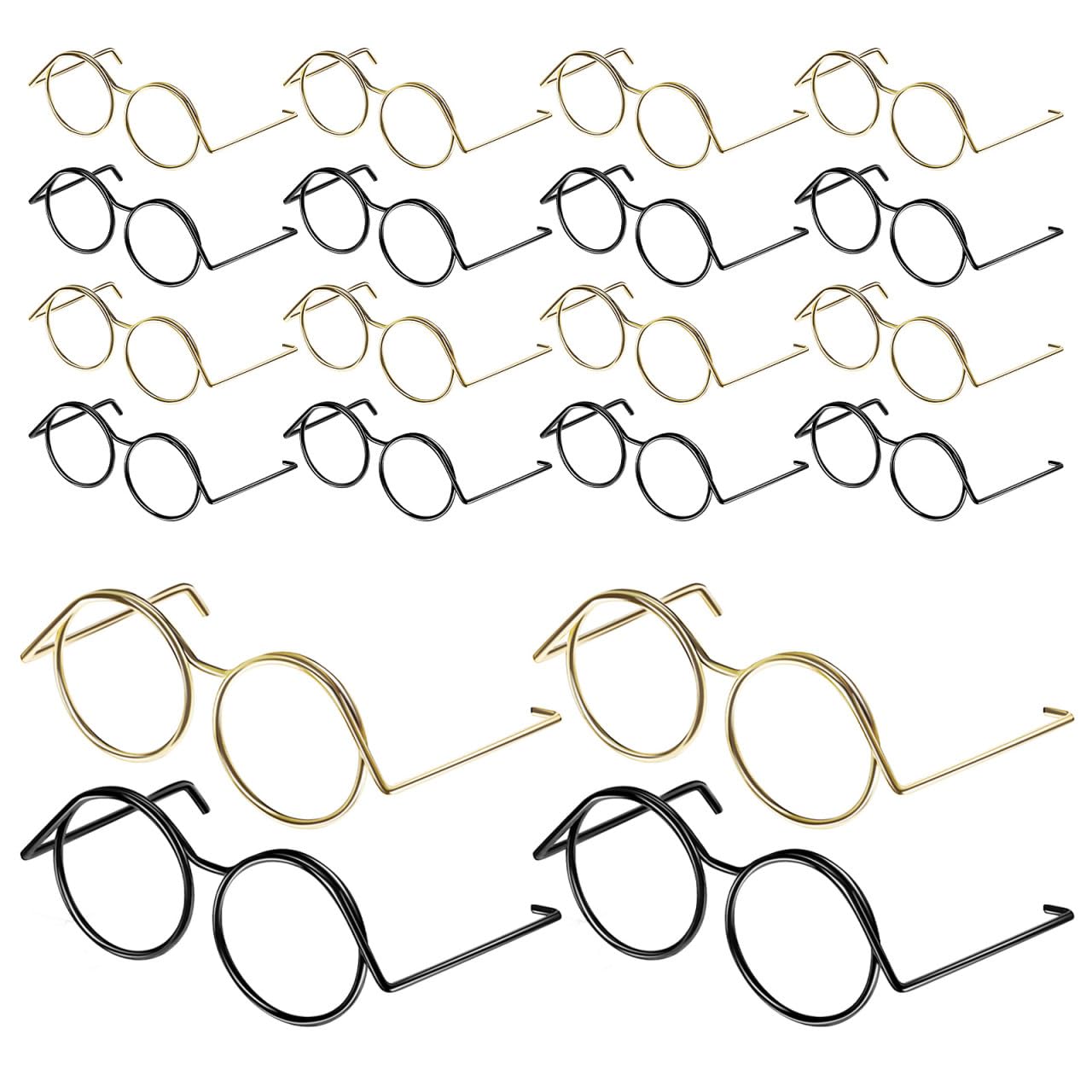 Yardwe 20Pcs Mini Doll Glasses Metal Wire Rim Eyeglasses Props Small Glasses for Doll Dress up Accessories Crafts