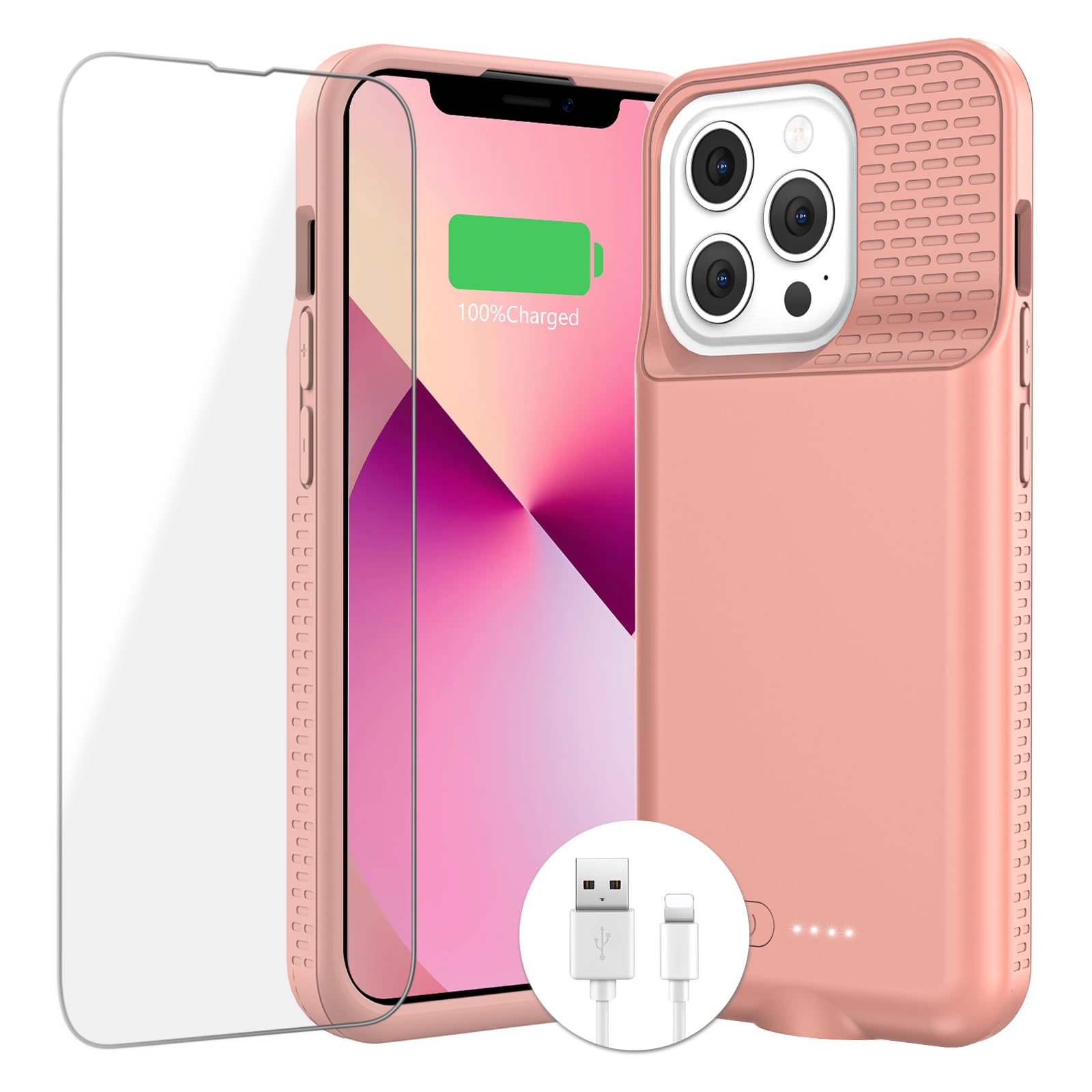 BOPPS Custodia con batteria per iPhone 13 Pro Max/14 Pro Max, rosa 202505
