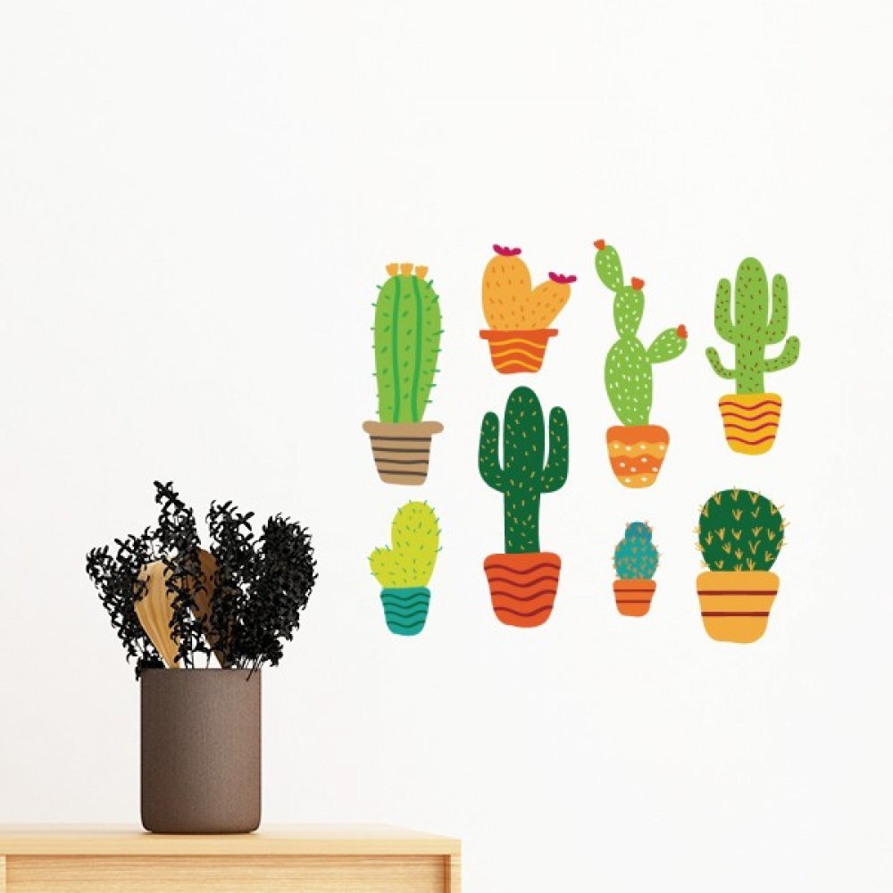 Autocollant mural plantes succulentes repositionnable pour rénover mur