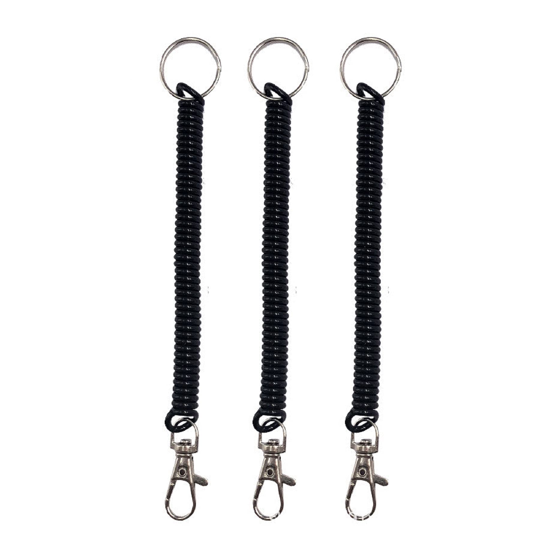 Lingduan Spring Coil Keychain Key Cellphone Snap Hook Cord Retractable Key Ring with Metal Lobster Clasp Pack of 4