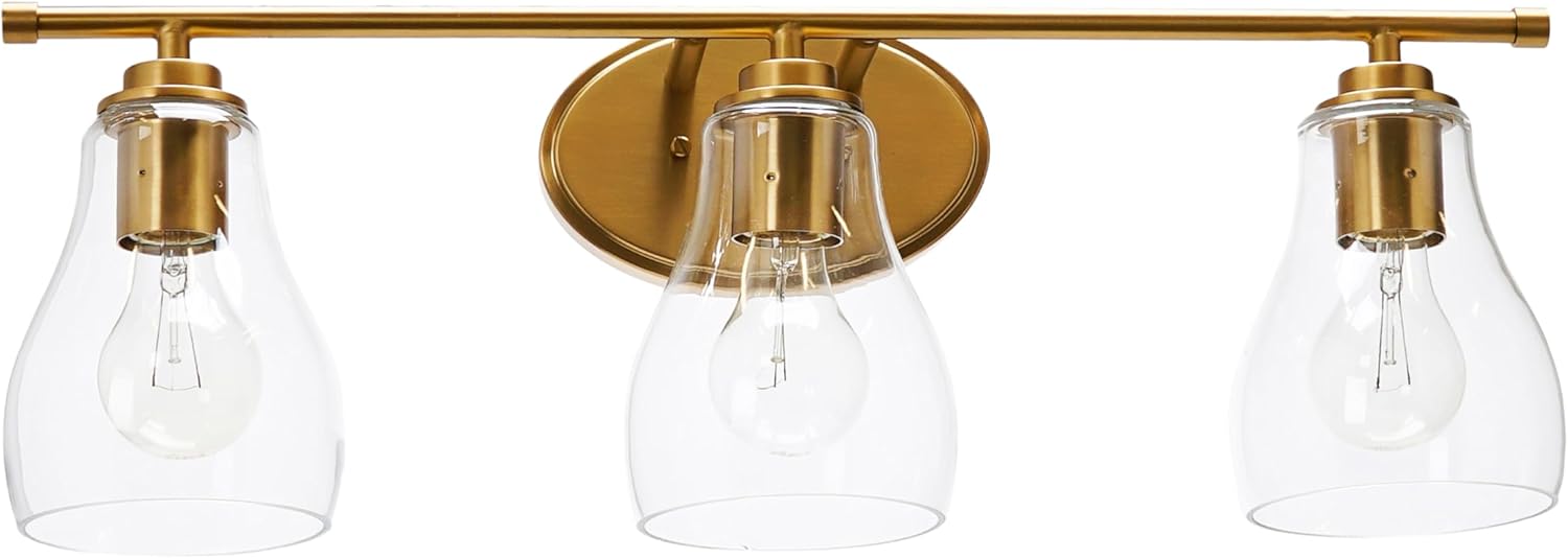 Creston - Metal and Glass 3-Light Vanity Light, Brushed Gold