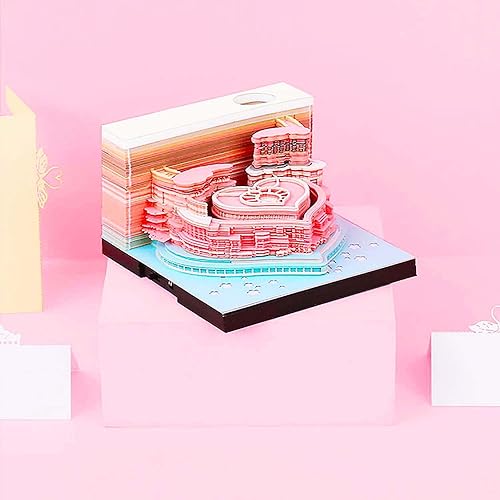 Miniatura 8 de Bloc de notas 3D con soporte para bolígrafo y luces, divertido y bonito papel 3D tallado, bloc de notas artístico, bloque de construcción Kawaii 3D,