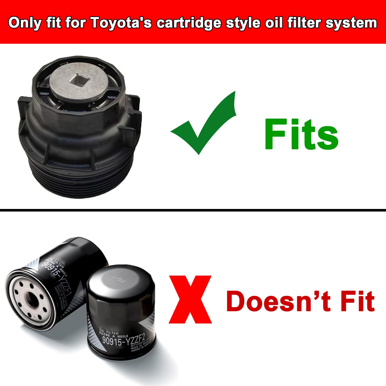Juego de herramientas de llave de filtro de aceite para Toyota Camry Tacoma Tundra Highlander 4Runner Sienna Cruiser 2.5-7.5L motor, llave de filtro de aceite de 64 mm + llave de trinquete +