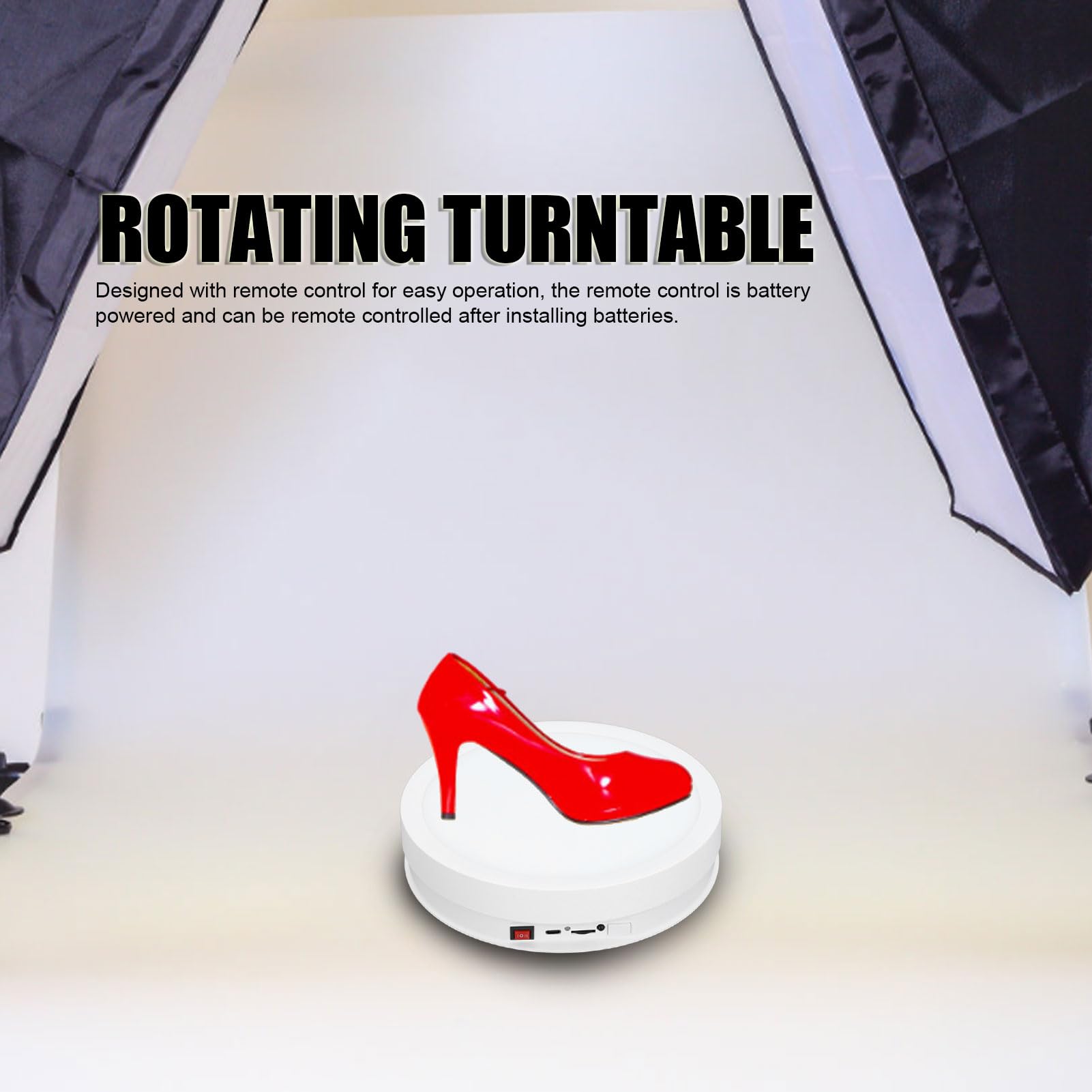 Soporte de Exhibición Giratorio de 360 ​​Grados, Plato Giratorio Automático para Fotografía, Velocidad Y Dirección Ajustable, Plato Giratorio Eléctrico de 22 Cm con Alimentación USB(Blanco)