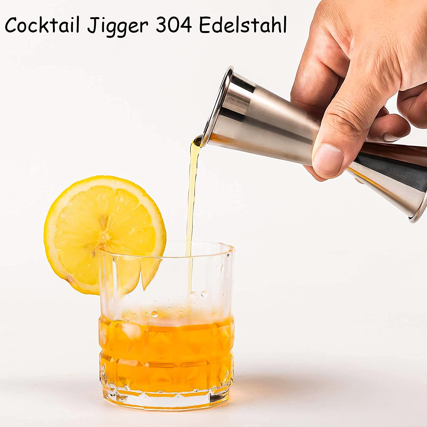 Jigger Cocktail 30 ml/60 ml Misurino Cocktail Professionale 304 Acciaio Inossidabile con Cucchiaio Miscelatore, Argento