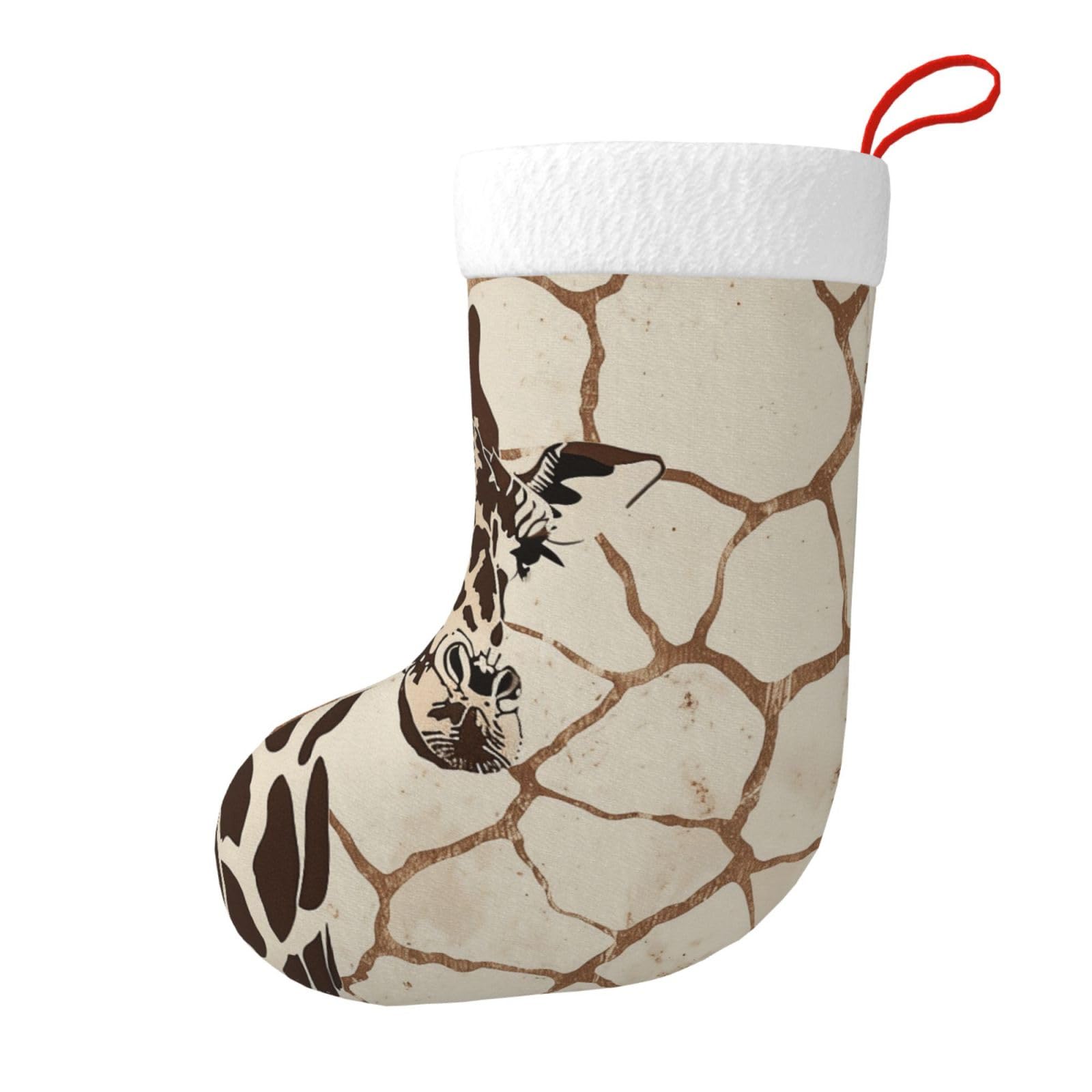 Giraffe Print Print Christmas Stocking, 28x45cm Holiday Hanging Stockings for Fireplace, Tree Decorations, Gift Giving, and Party Festive Decor