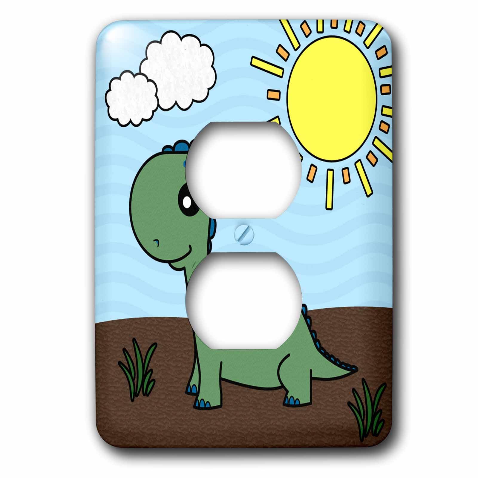 Dinosaure vert bébé plaque double prise murale chambre bébé fille garçon