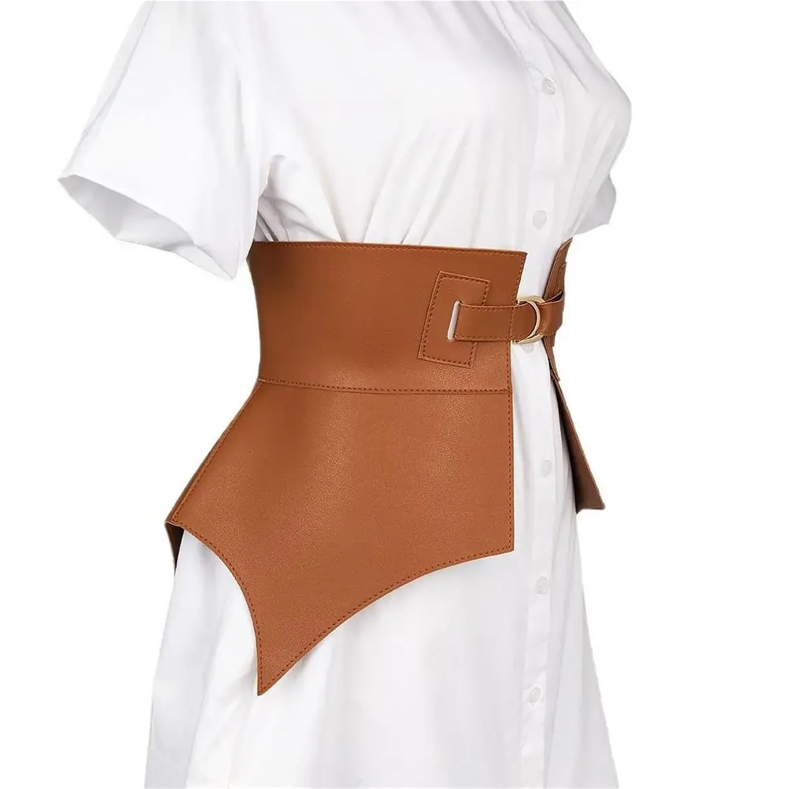 Cinturón ancho y largo de piel sintética irregular for mujer, estilo corsé for otoño e invierno para Jeans Pantalones Vestidos