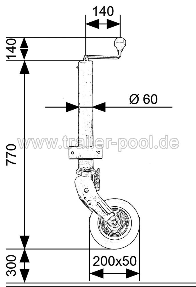 Ningbo Stützrad Automatik vierkant 250 kg Automatikstützrad für Anhänger
