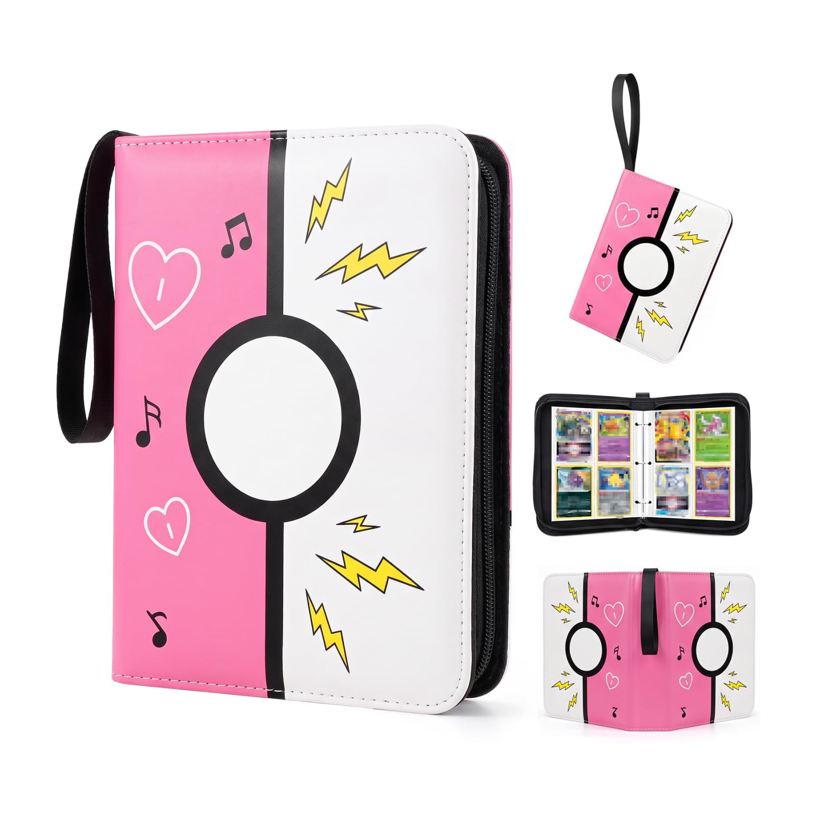 Trading Card Binder 520 Pockets, 4 Pocket Card Album with Zipper Closure, Large Capacity Collecting Card Holder for Pokémon Cards, Football Cards, Game Cards, Trading Cards Storage for Kids & Collecto