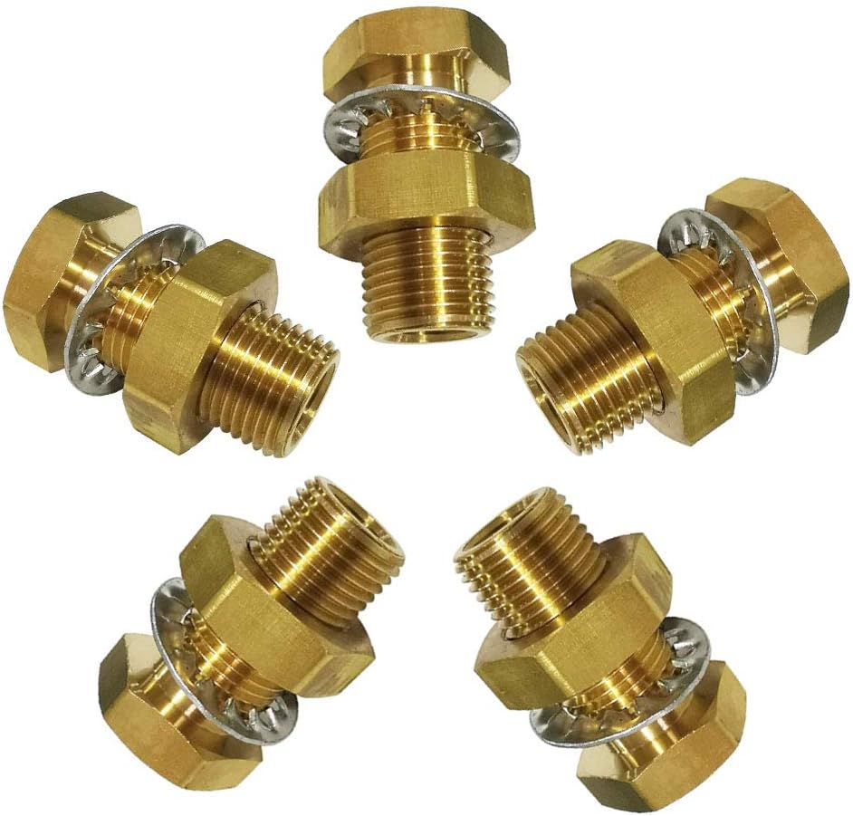 1/8" NPT Female Brass Bulkhead Fitting, Bulkhead Coupling,1