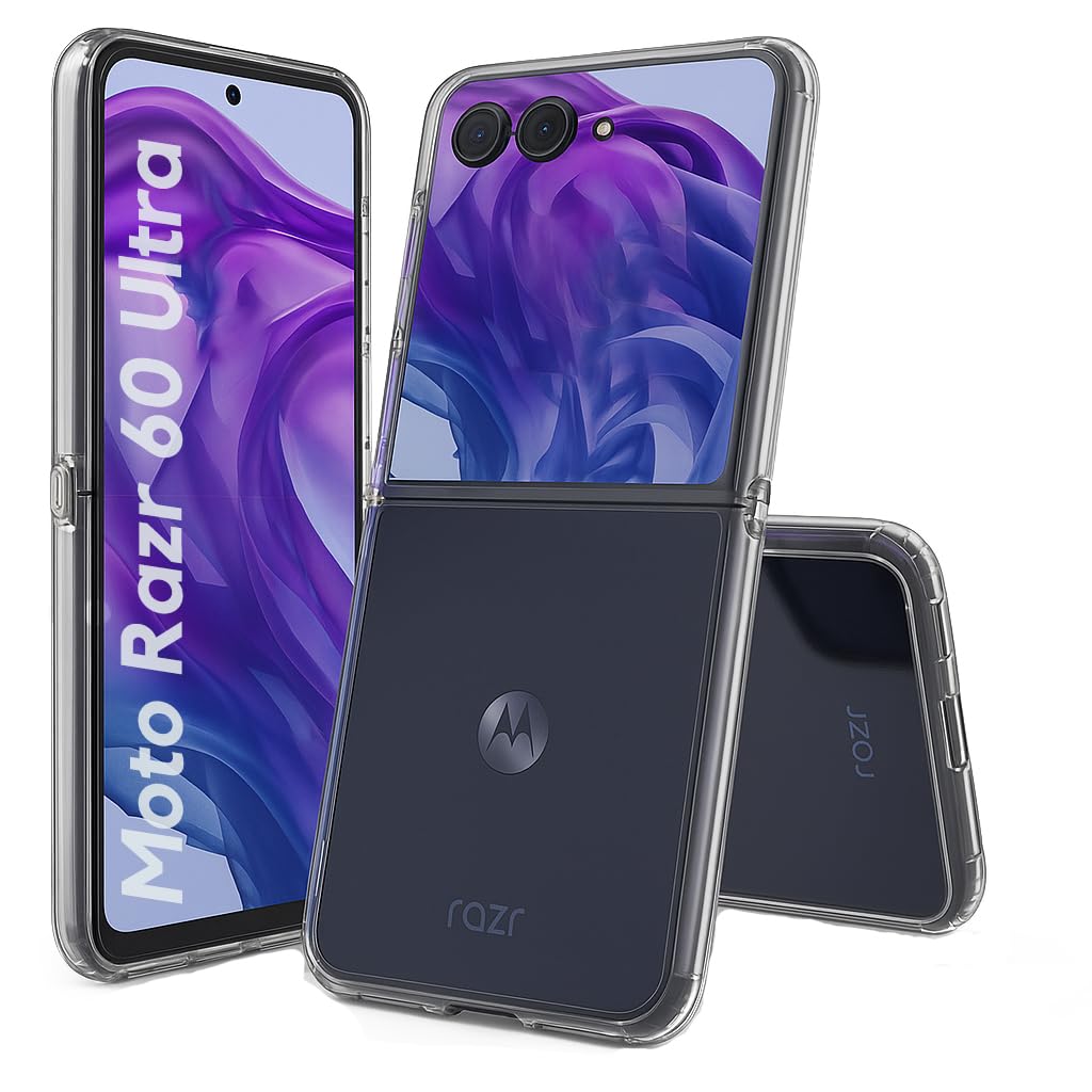 Ultra-Hybrid Case Cover for Motorola razr 60 Ultra, Hard PC+TPU, Clear Transparent