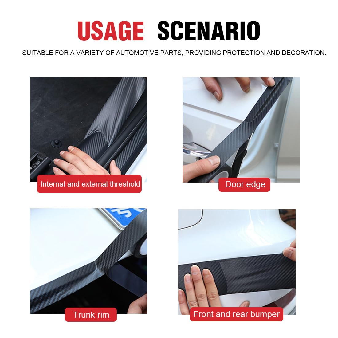 Bande Adhésive Carbone LYQNIHOB 20mm X 5m - Protection Portière Voiture