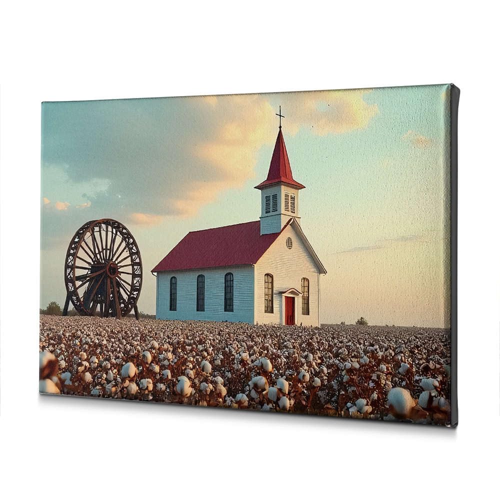 Tableau salle à manger coton et église pour une déco de campagne chic - 5