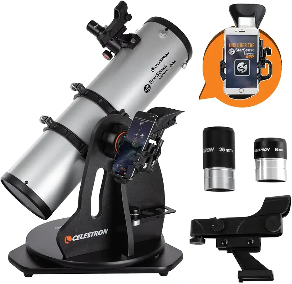 Celestron – Telescópio Dobsoniano de mesa StarSense Explorer 130 mm habilitado para aplicativo – Funciona com o aplicativo StarSense para ajudar você a encontrar nebulosas, planetas e muito mais – compatível com iPhone/Android