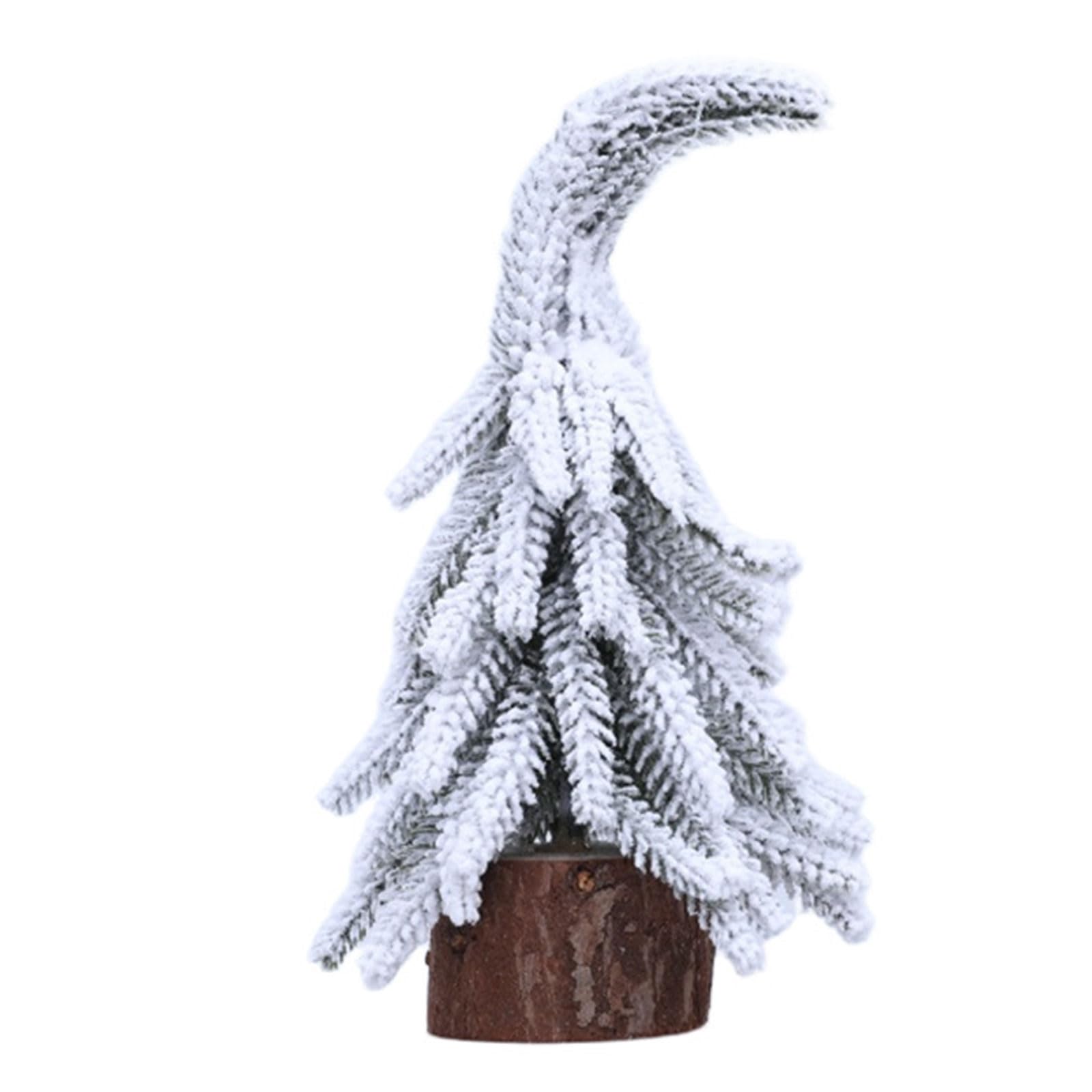 KAQNTUD Tipped Miniature Christmas Tree Decorations with Wooden Base for Holidays Table Decoration Houses Office Festival Table Decoration for Christmas