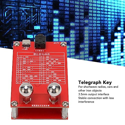 Image of Morse Code Telegraph Key, Automatic Telegraph Key with Magnet Fixed Base, Standard 3.5mm Output, CW Automatic, for Physical Teaching, Morse Code Communication