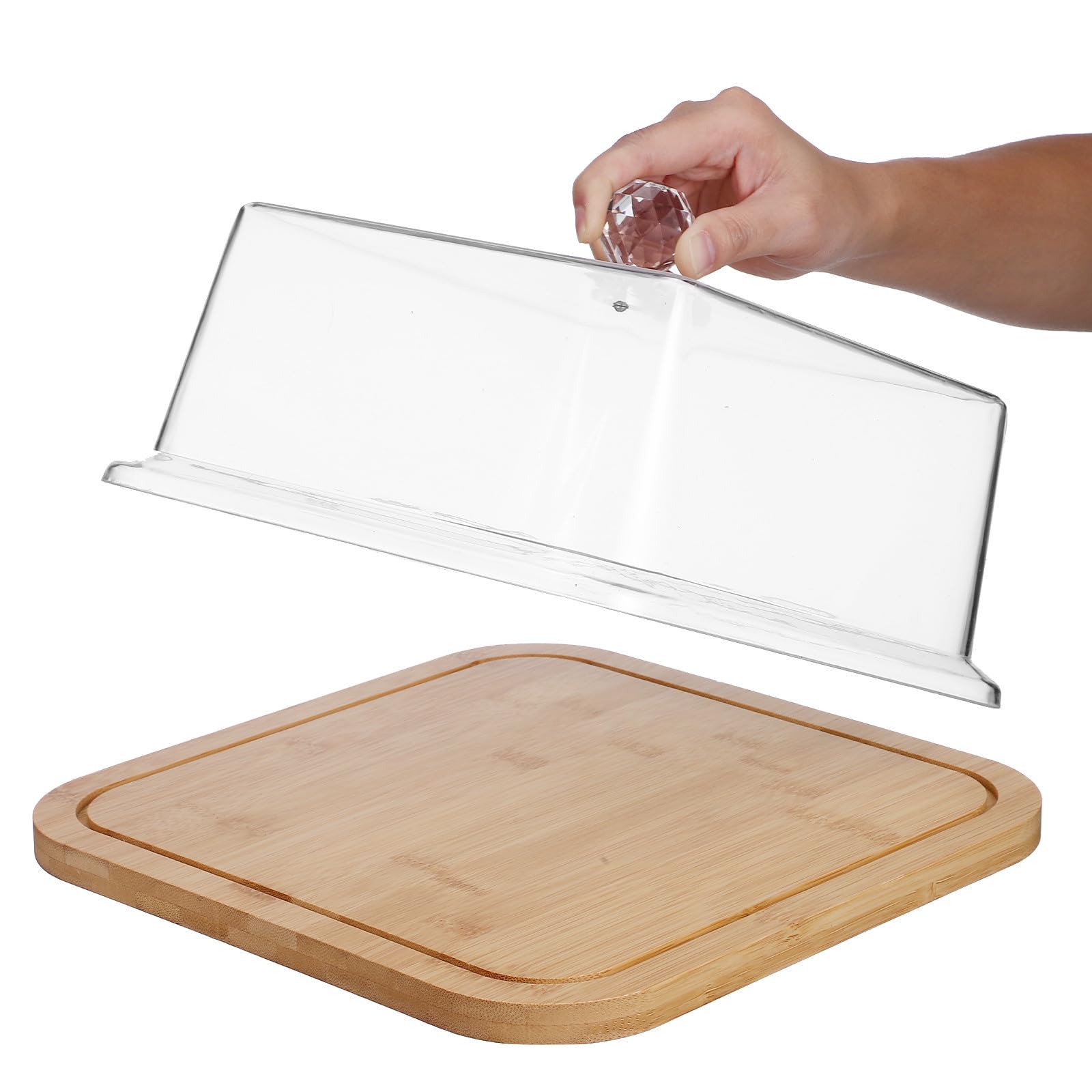 Expositor de pasteles de madera con cubierta transparente acrílica, bandeja para servir postres en eventos y hoteles