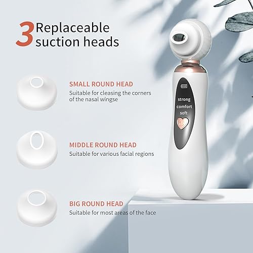Miniatura 5 de 2025 - Aspiradora de poros para eliminar puntos negros, limpiador de poros facial recargable visual, 3 succiones de silicona suave, 3 sondas, kit