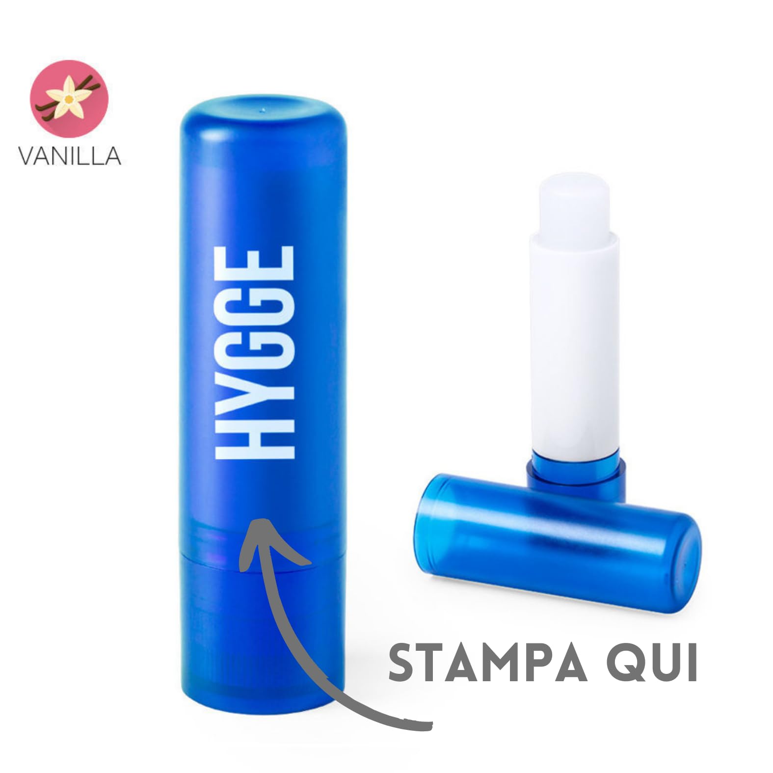 Balsamo Labbra Personalizzato Gadget Promozionale con Personalizzazione, Prodotti Personalizzati per Aziende, Eventi, Matrimoni, Hotel, Fiere, Centri Benessere | Cod. 5053 (100)