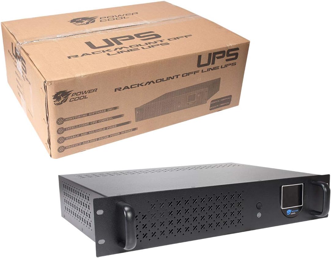 Powercool Intelligent Rackmount UPS Series, Uninterruptible Power Supply, 650VA, 2U Rackmount, LCD, USB Monitoring, 1 x UK Socket, 3 x IEC 320 C13, 2 x RJ45, 1 x USB | Black,RACK 650VA