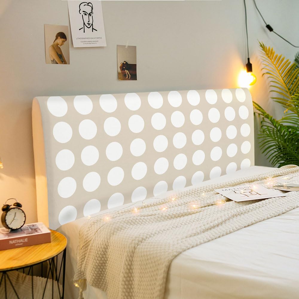 ENEN Elástica Funda Cabecero Cama, Estilo Moderno Cubierta para Cabecero de Cama, Lavable Universal Todo Incluido Cubre Protectora de Cabeceros para Cama 120-220cm (150cm,Caqui Redondo)