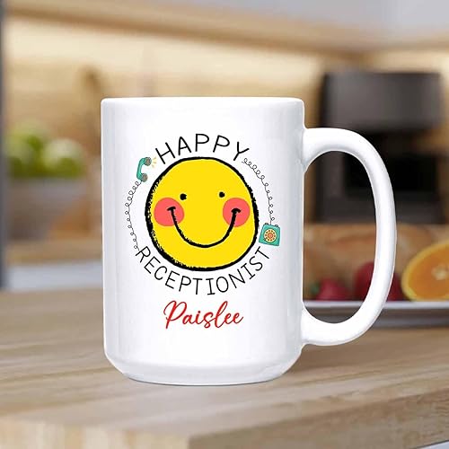 Miniatura 3 de Taza de café de recepcionista personalizada, regalos para agradecimiento, taza blanca de recepcionista, taza de viaje para recepcionistas, taza de