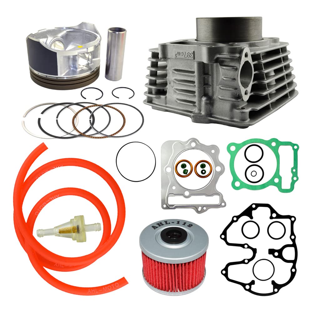 AHL Cilindro de 85 mm, kit de juntas de culata, kit de pistón, filtro de aceite, filtro de combustible y tubo de aceite de 40cm compatible con Honda XR400 1996-2004