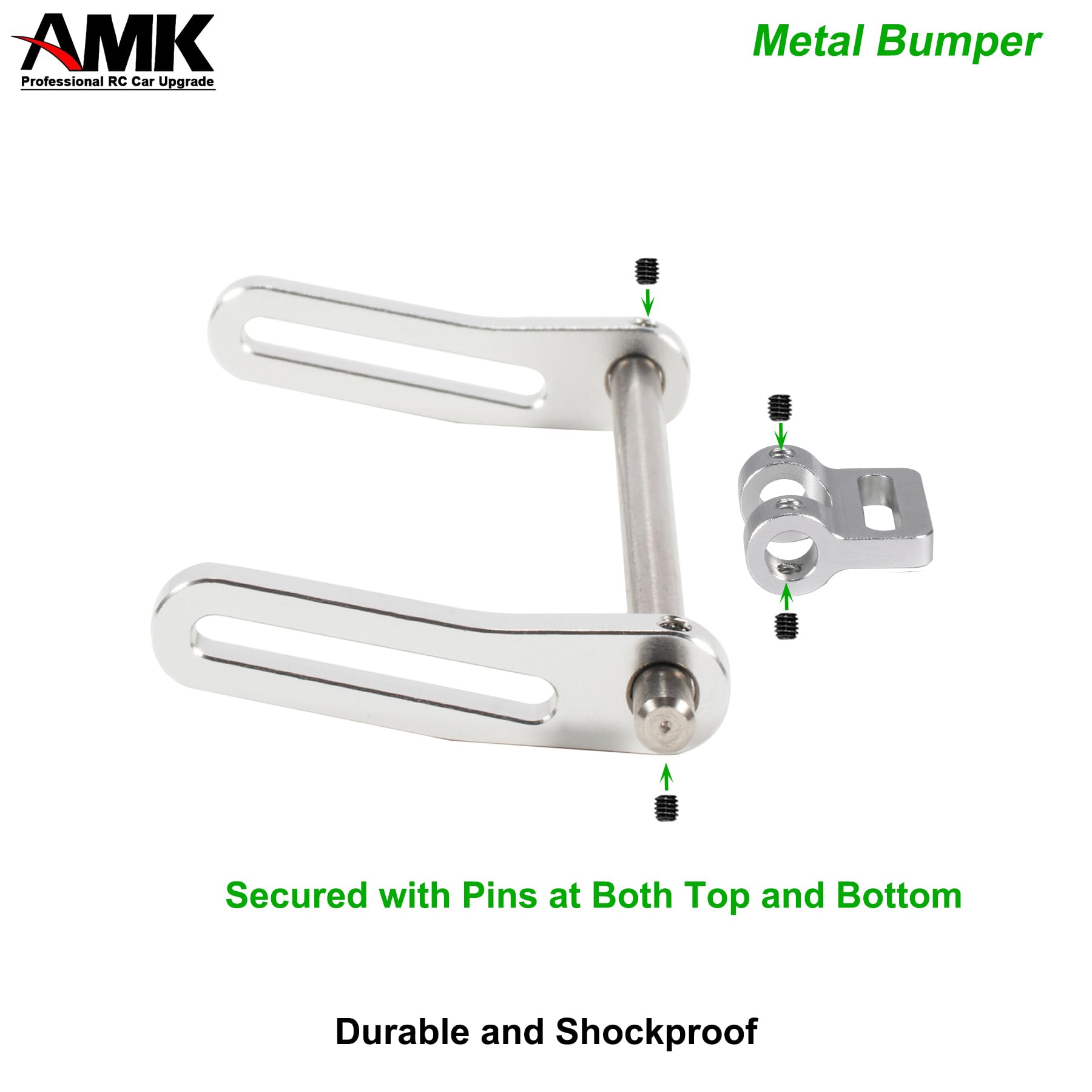 Pare-chocs Métal Avant/arrière 1/10 – AMK – Pour Axial SCX10 TRX4 – Argent