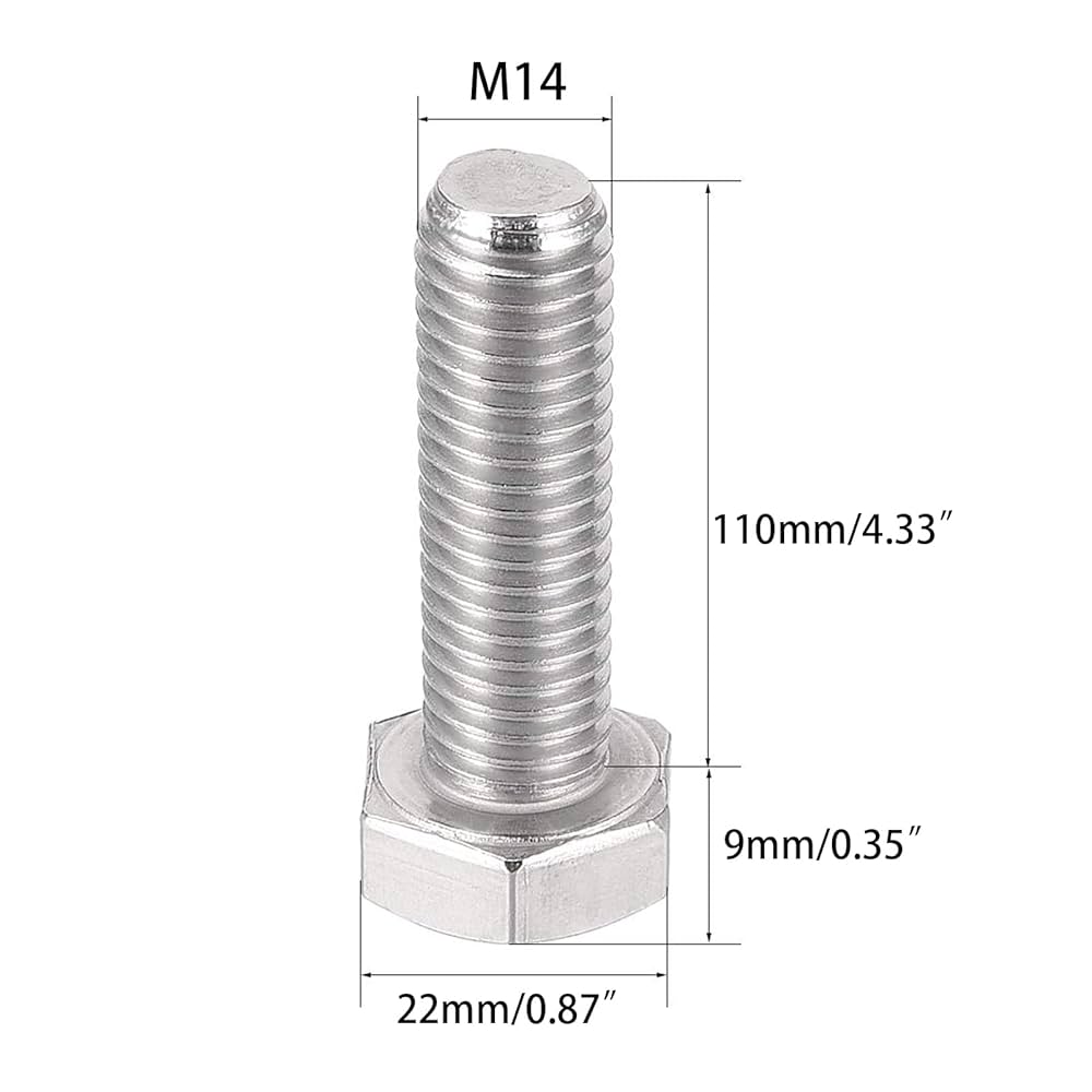 Amazon | 2個 M14 六角ボルト M14-2 x 110mm UNC 六角頭ねじ
