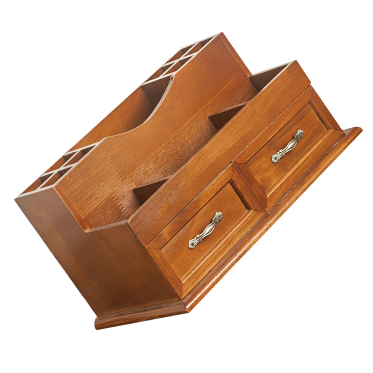Organizer per Scrivania in Legno Stile Vintage Cassetti a 2 Scomparti, Grande Capacità e Multifunzionale per Gioielli e Cosmetici come Organizer da Scrivania