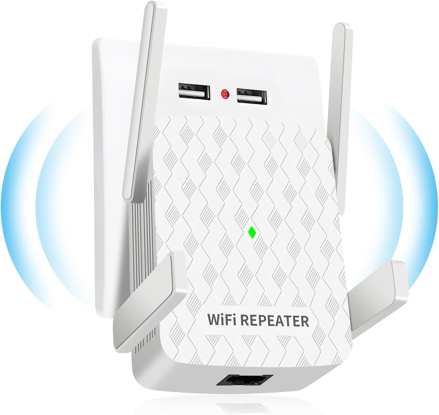 Amplificateur WiFi ultraxtended 1200 Mbps, répéteur WiFi double bande 5 GHz et 2,4 GHz – avec port Ethernet, 4 antennes, configuration rapide, amplificateur de signal sans fil domestique