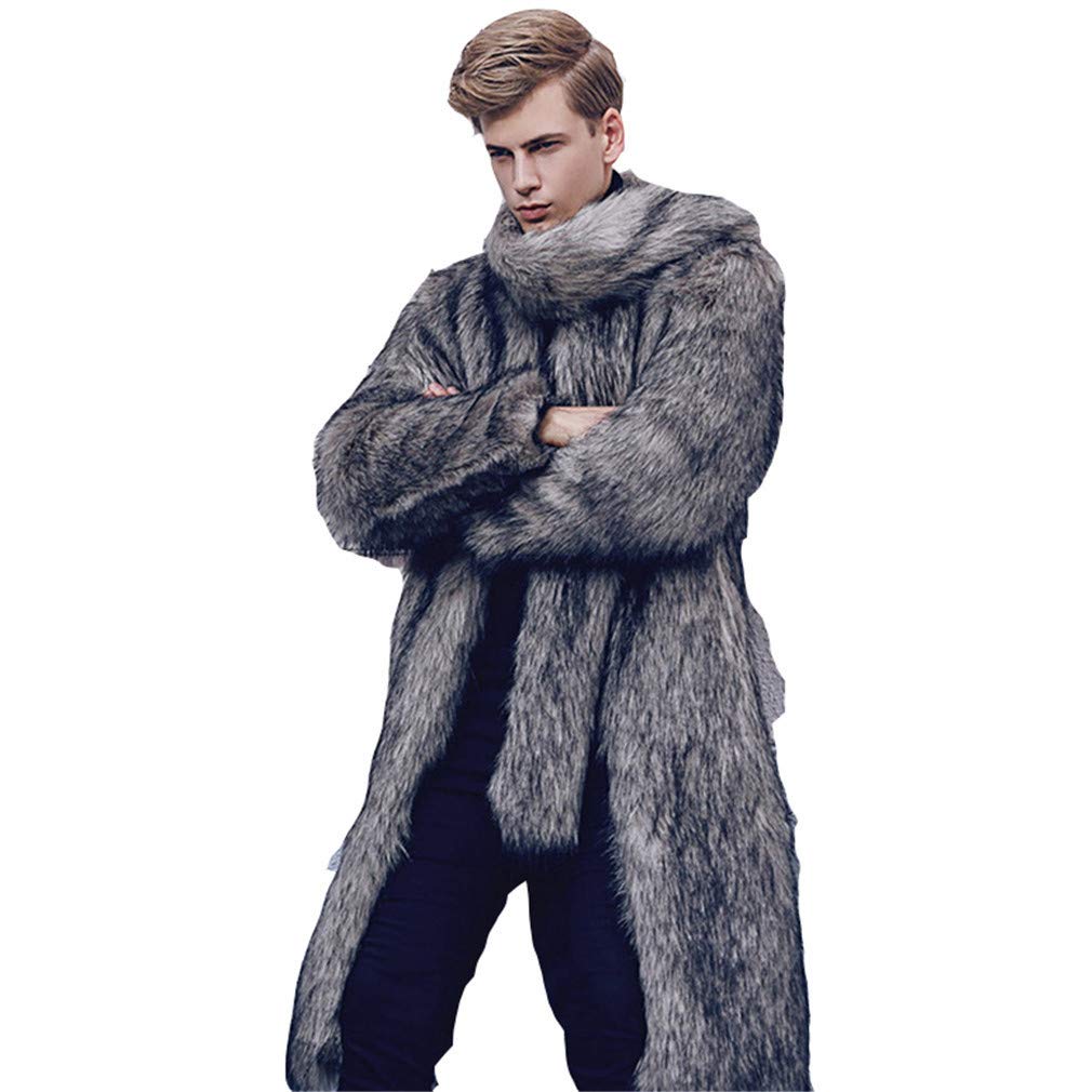 Herren Kunstpelz Teddy Mantel Revers Winter Warmes  Produktbild-Vorschau 7