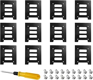 suiwotin 12PCS SSD Bracket 2.5 to 3.5 Adapter, SSD HDD Hard Disk Drive Bays Holder, SSD Mounting Bracket Kit Metal Mounting Bracket Adapter with Screwdriver and Screws