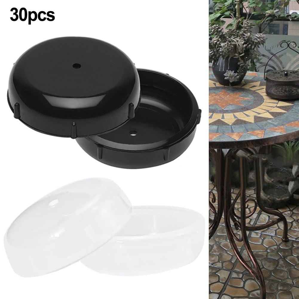 Piedini in ferro battuto per sedie da patio, confezione da 30, protezioni in plastica progettate per migliorare la vita dei mobili da esterno (nero)