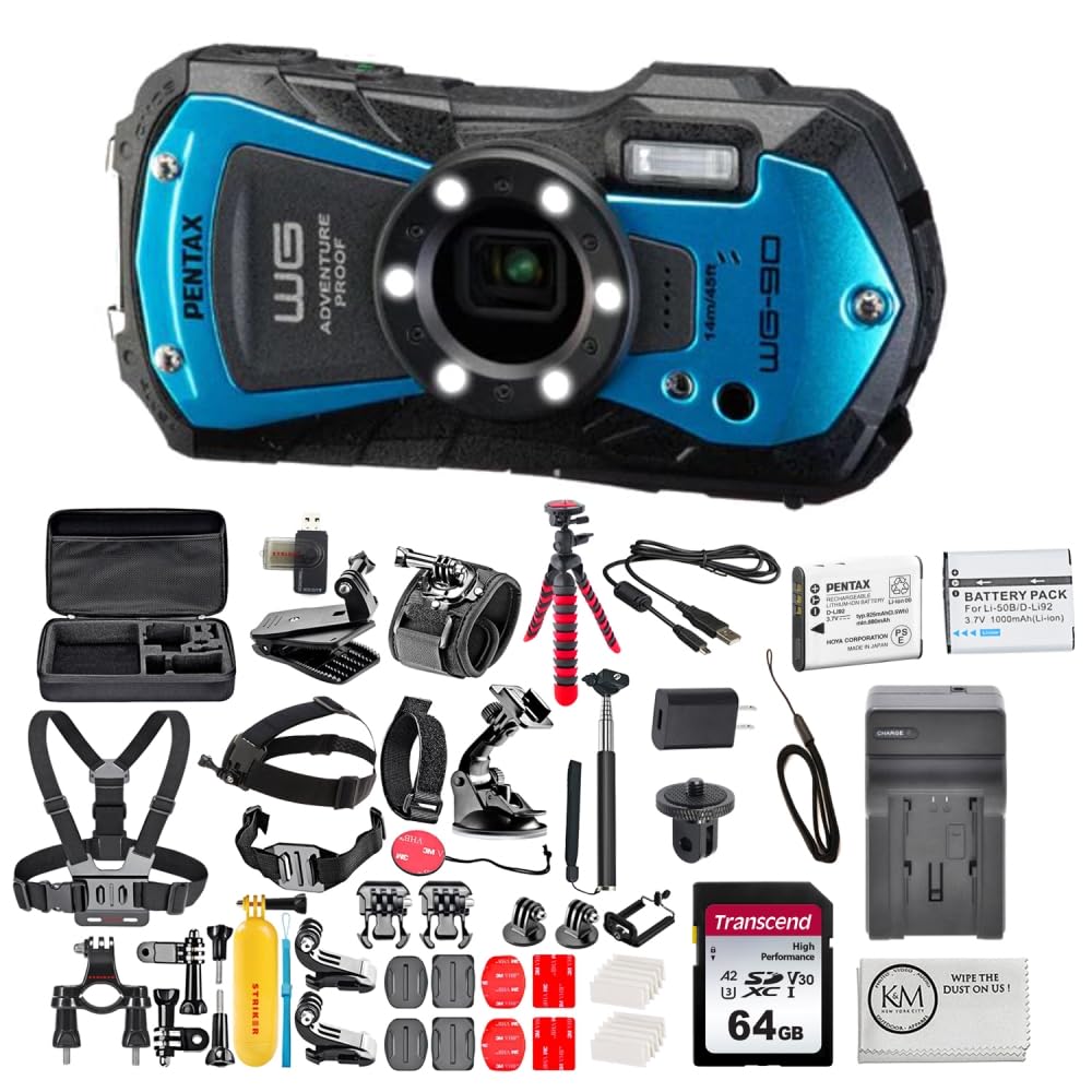Amazon.com : Pentax WG-90 Digital Camera (Blue) Bundled with  