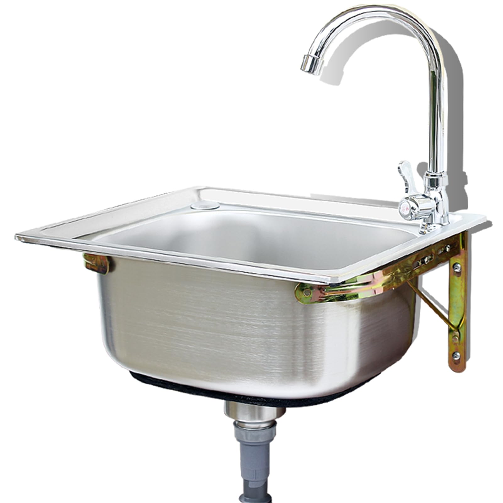 Évier Mural En Acier Inoxydable, Petit Évier De Cuisine Peu Encombrant | Évier pro robinet eau froide et vidange | Restauration, hôtellerie, cuisine collective(38*33cm)