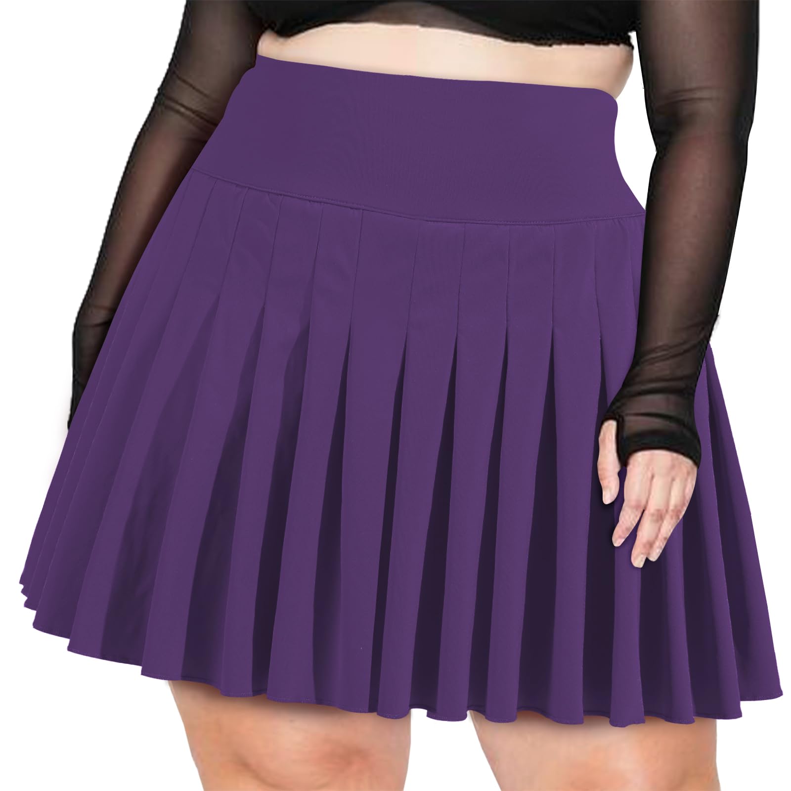 Moon Wood Women's Plus Size Pleated Tennis Skirt- Girls High Waist Athletic Golf Skirts with Shorts