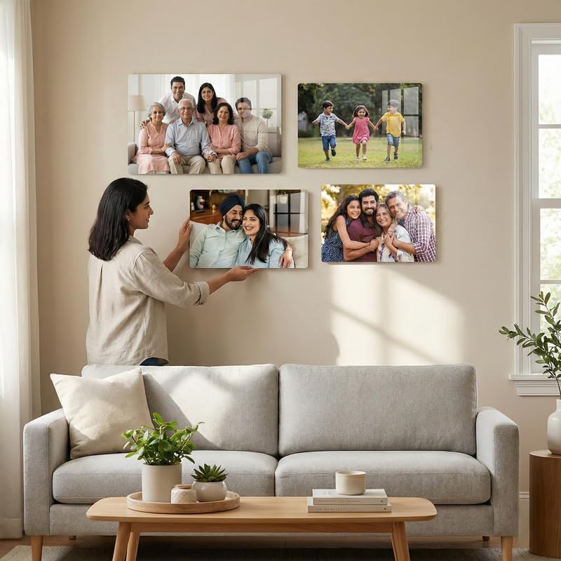 Image of Giftplease Customized Acrylic Photo Frame | Personalized Clear Wall Mount Frameless Picture Frame with Photo | Customized Gift, Birthday Photo Frame, Personalized Gifts, Photoframe (10x15 Inches)