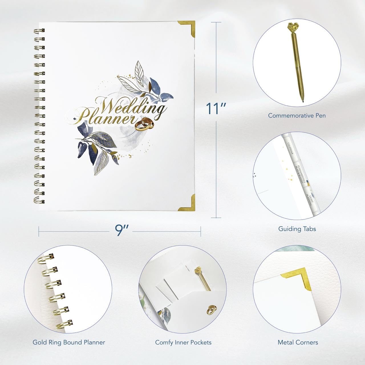 Hochzeitsplaner Buch und Organizer, Brautplaner inklusive Countdown-Kalender, schönem Stift, Hochzeitsplanungsbuch, Budgetplaner, Hochzeitszeitleiste, Händlerkontakte.