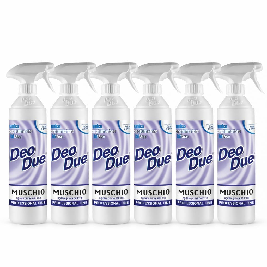 Deo Due Profumatore Ambienti Bifase Muschio, Confezione da 6 Spray (Professional Line) 500ml