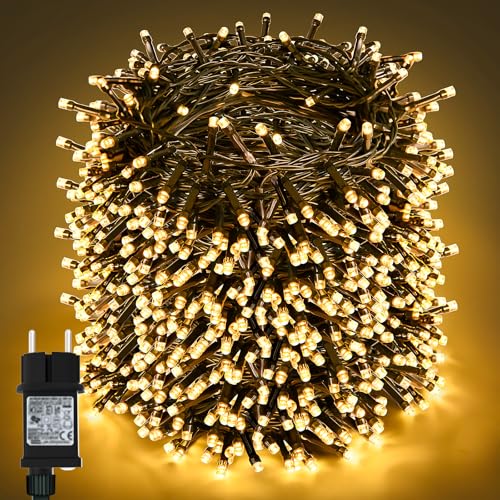 Etopgo Led Lichterkette Außen 50M 500 LED, Weihnachtsbaum Lichterkette Outdoor mit Timer IP44 Wasserdicht, 8 Modi Weihnachtsbeleuchtung für...