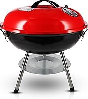 Gas One 14-Inch Portable Charcoal Grill with 3-Point Locking Lid & Dual Venting - Compact BBQ for Camping, Backyard, Boat