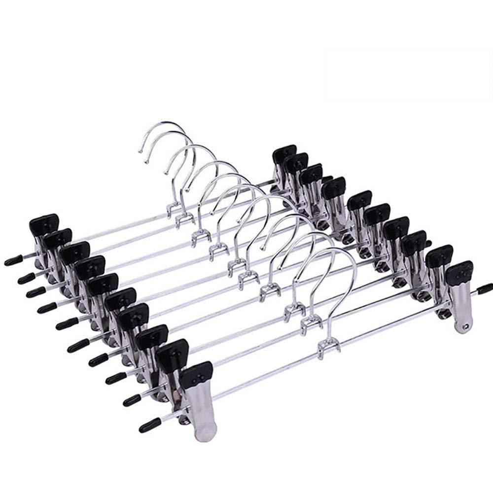 XUCHIL 10pcs Stainless Steel Trousers Rack Clip Metal Anti-Slip Clothespin Wardrobe Pants Clamp Clothes Hanger for Balcony Bathroom Trouser Hangers