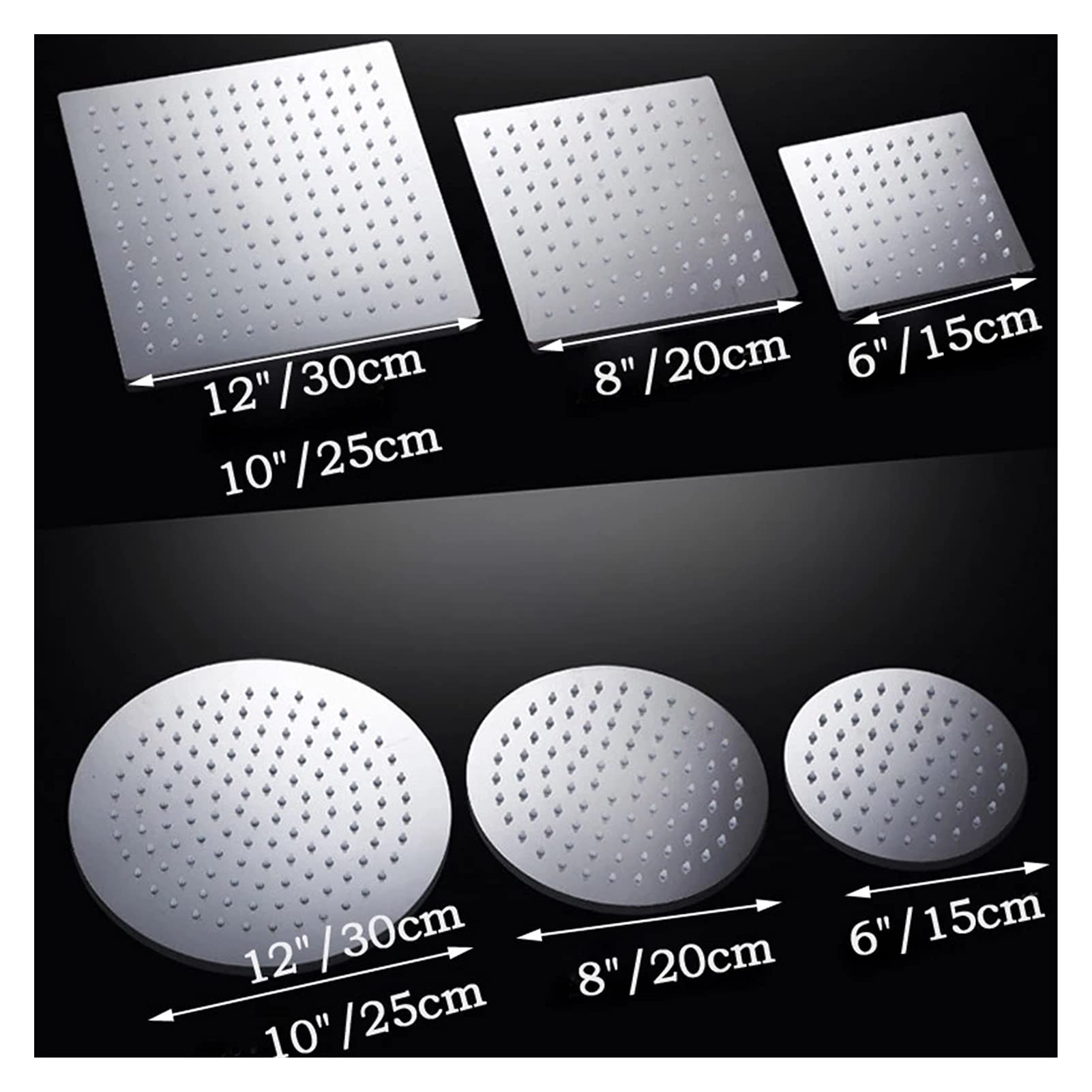 cabezal de ducha Jingxin-Cabezal de ducha de lluvia cuadrado for baño, rociador superior de pared de techo, acabado cromado pulido, opciones de múltiples tamaños, venta al por menor(10 inch)
