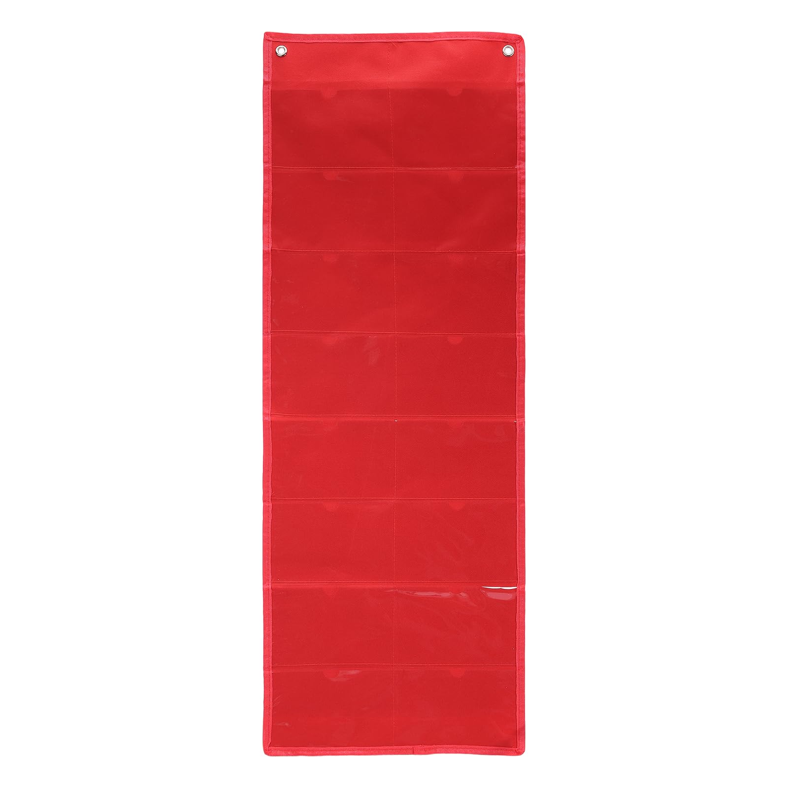 PATIKIL 10x16CM Index Card Holder Sleeve, 16 Card Slots Organizer Sleeve, PVC Clear Organizer Hanging Wall Pocket Chart for Office Classroom Library Home Organization, Red