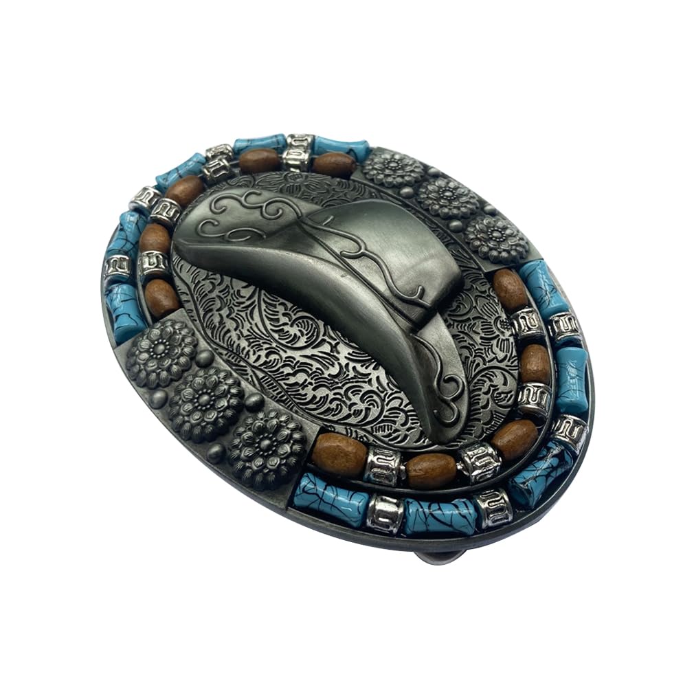 DTSMEOIC Turquoise Horse Belt Buckles, Vintage Western Cowboy Celtic Belt Buckle,Gift for Men Women (6)