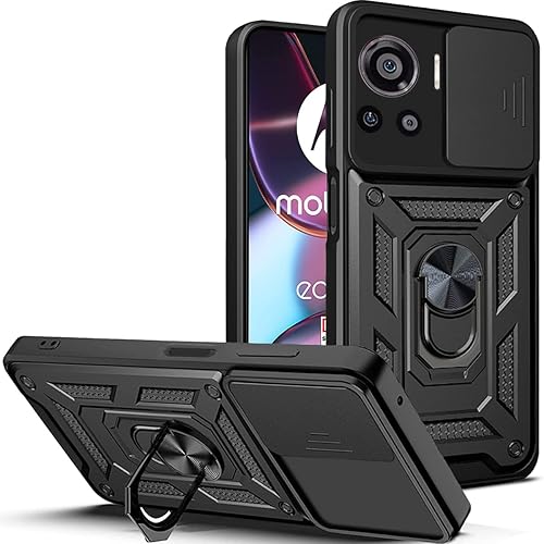 Ysnzaq Funda resistente a prueba de golpes de grado militar para Motorola Edge 30 Ultra de 6.67 pulgadas, protección de lente de ventana deslizante